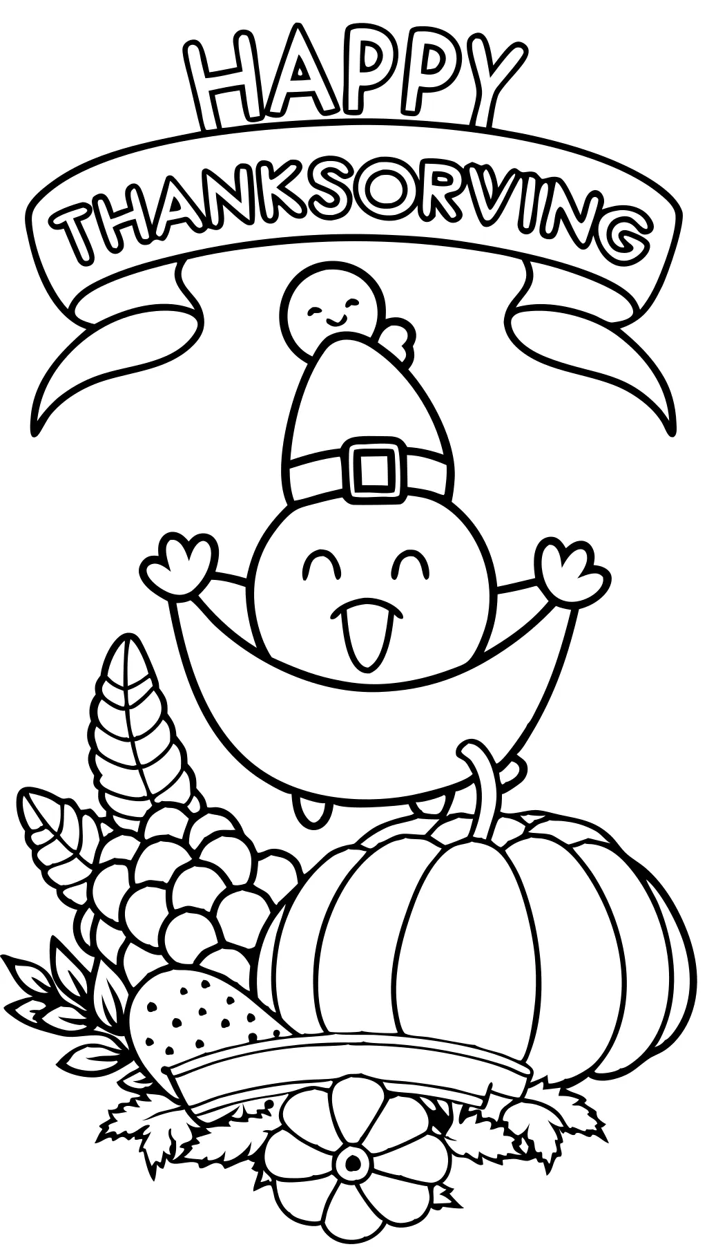 happy thanksgiving coloring page